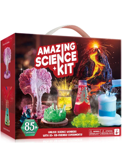 Amazing Science Kit box with volcano, crystal tree, colorful lab experiments for kids