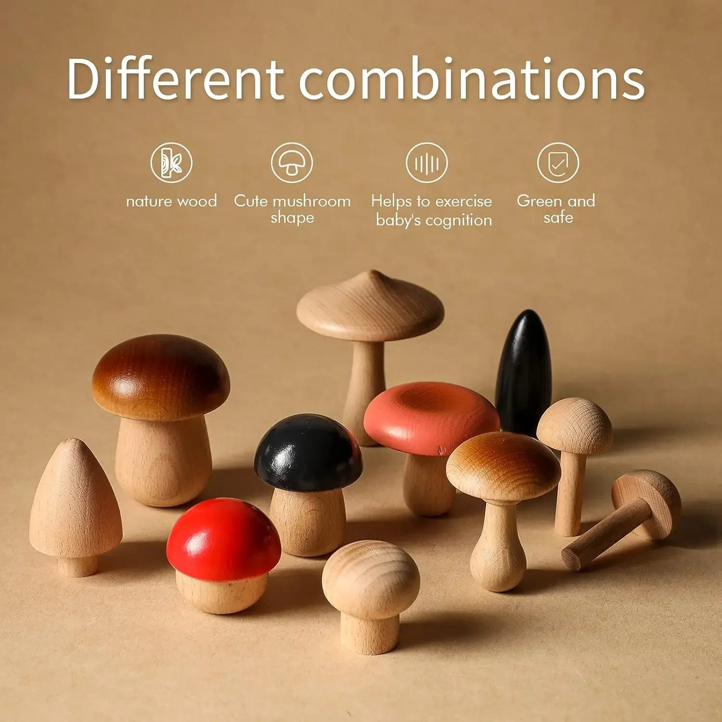 Wooden Mushroom Stacking Blocks