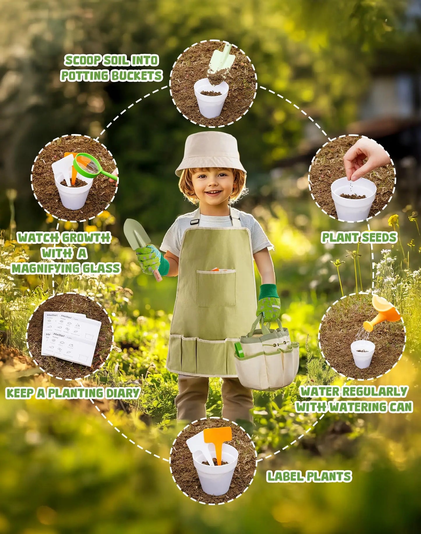 Robotime Kids Wooden Gardening Tool Set