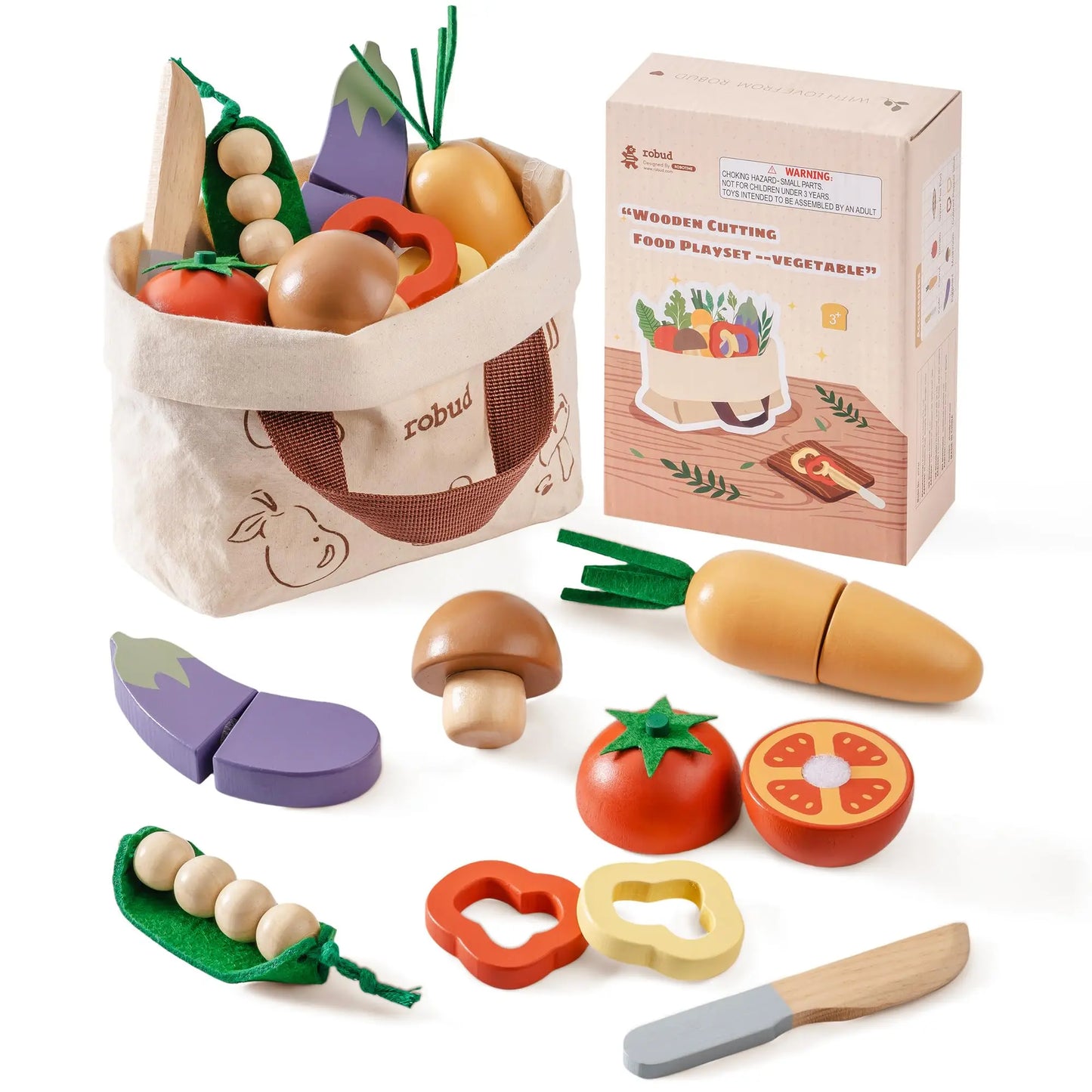 Robotime Wooden Cutting Food Playset