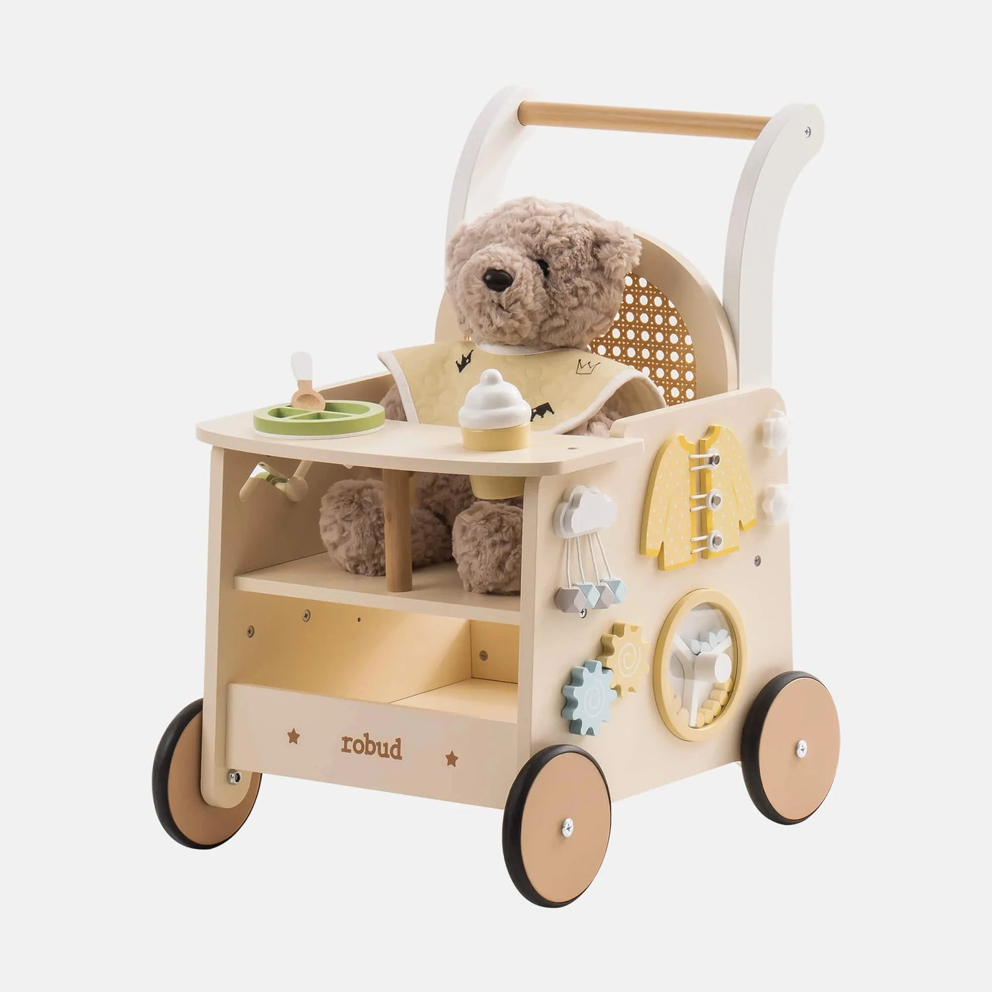 Robud Wooden Baby Push Walker-Rattan