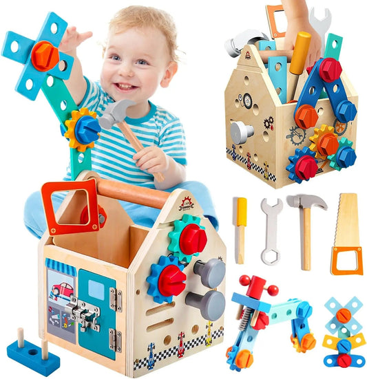 🔧 Children’s Wooden Toolbox Set - JOYFULBLOCKS