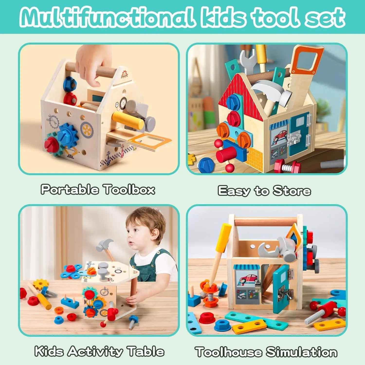 🔧 Children’s Wooden Toolbox Set - JOYFULBLOCKS