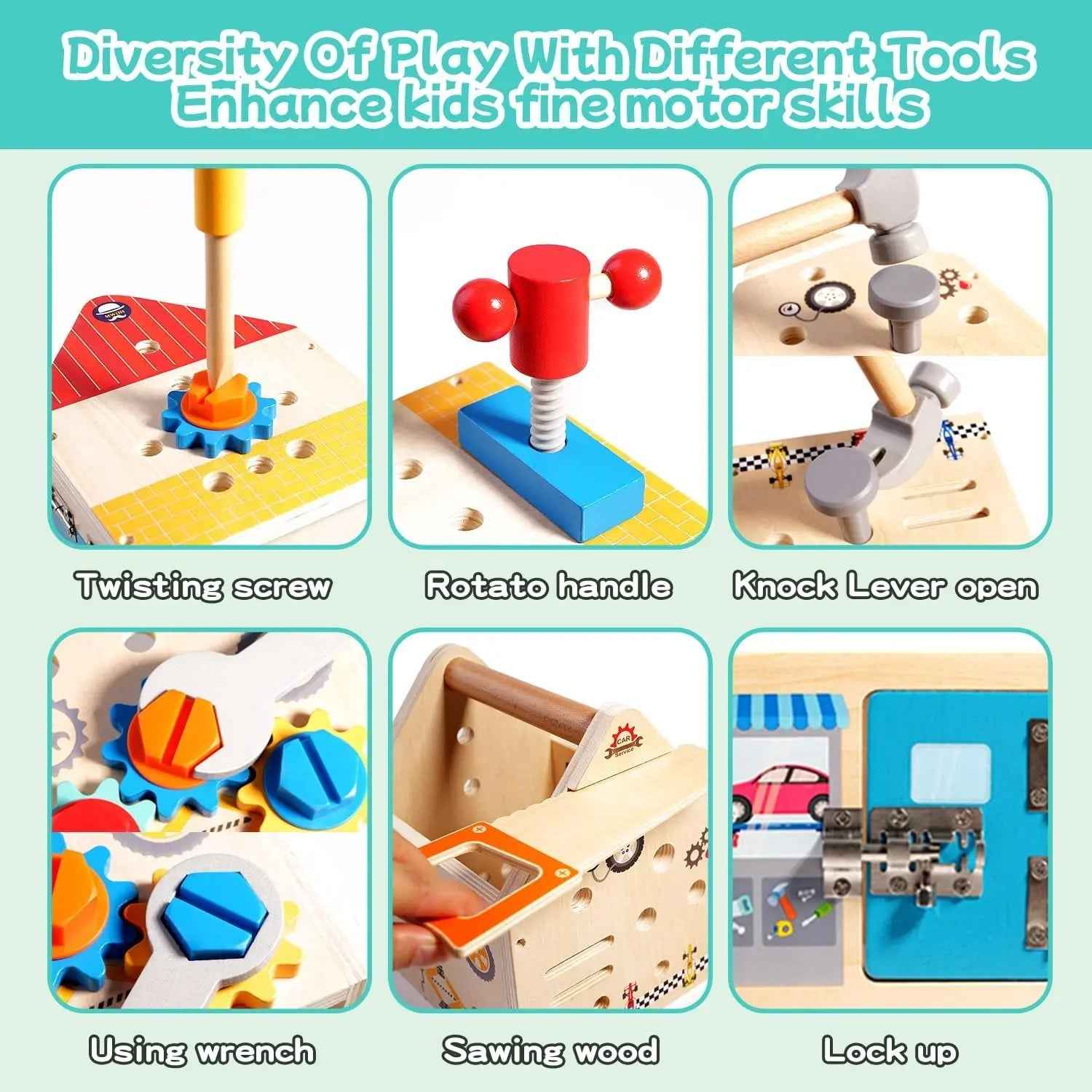🔧 Children’s Wooden Toolbox Set - JOYFULBLOCKS