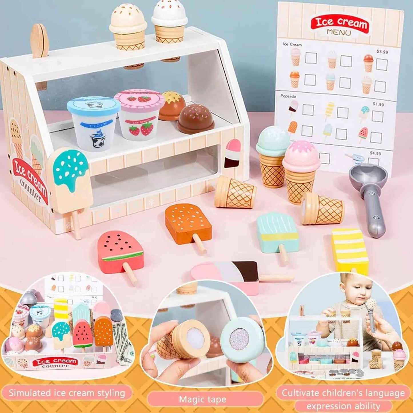 🍦 Ice Cream Counter Playset for Kids - JOYFULBLOCKS
