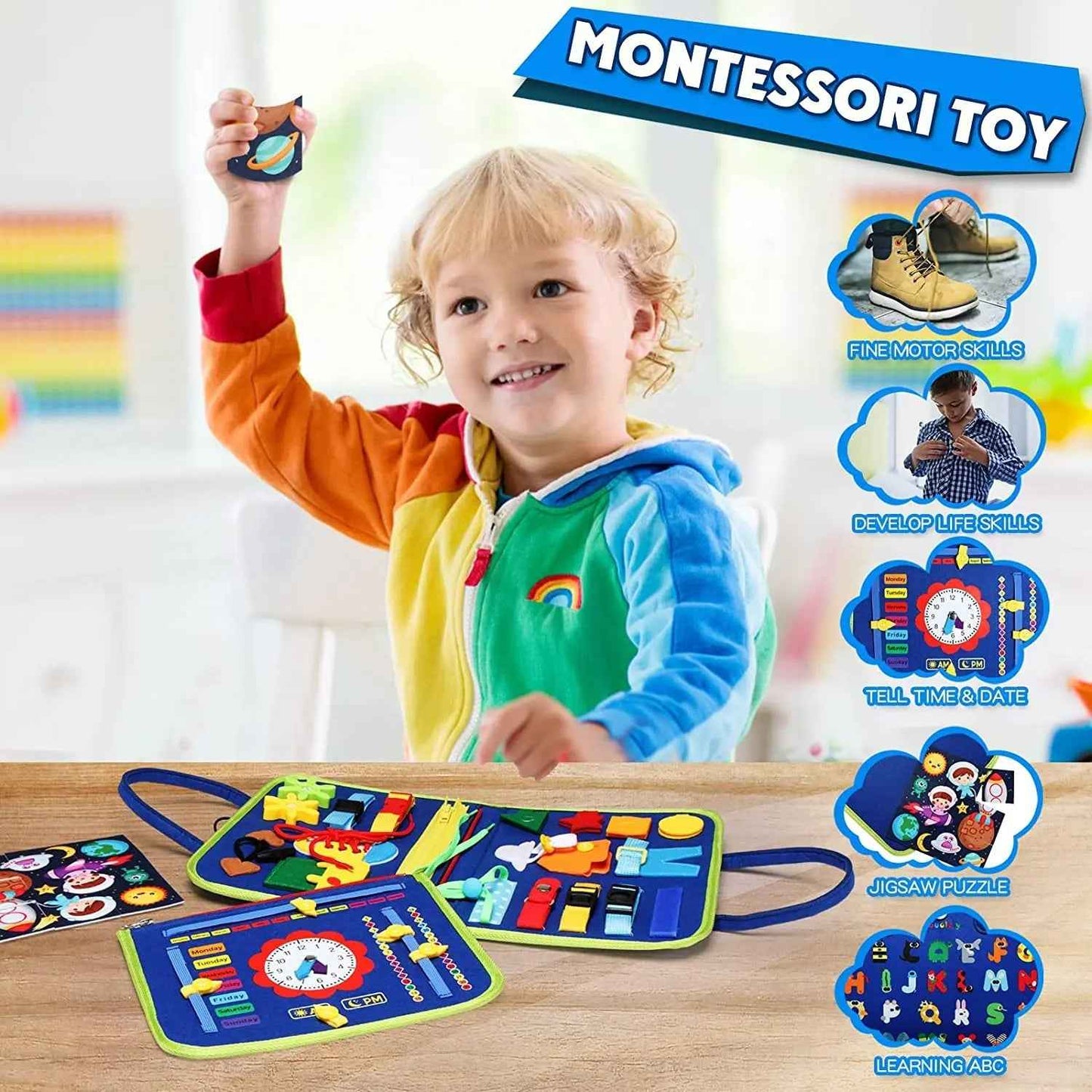 🧩 Montessori Busy Board – Sensory Learning Through Play! - JOYFULBLOCKS