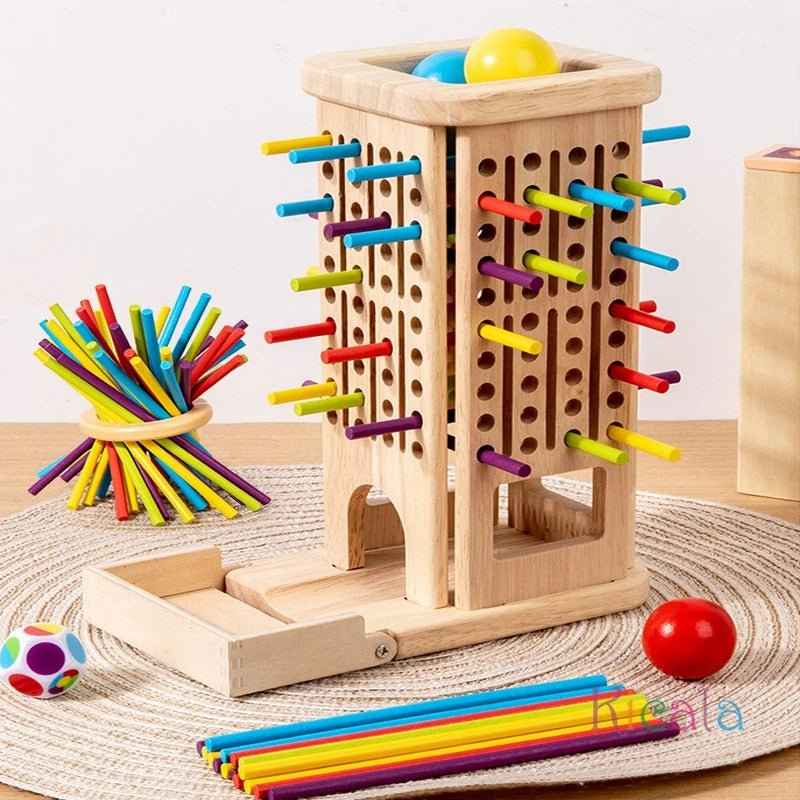 🧠 Montessori Wooden Stick Tower Game - JOYFULBLOCKS