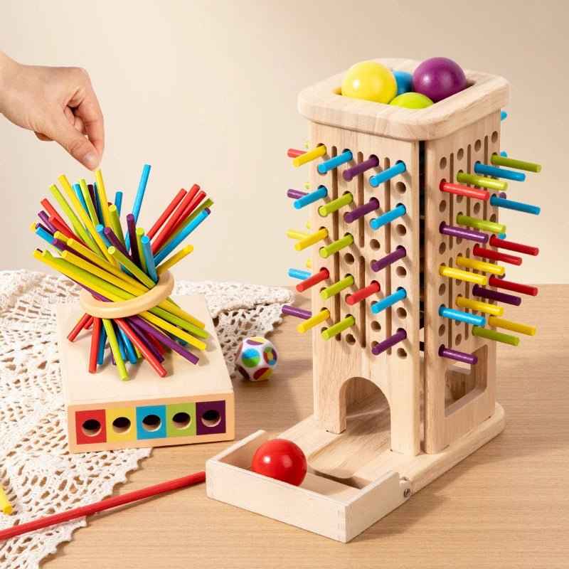 🧠 Montessori Wooden Stick Tower Game - JOYFULBLOCKS