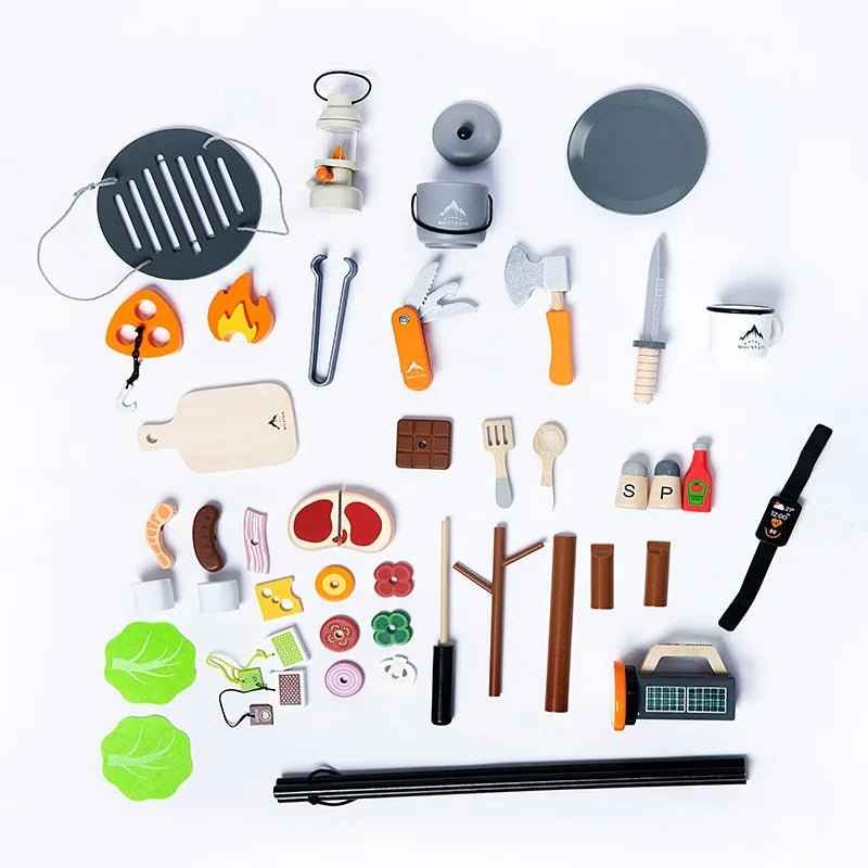 🔥 Wooden BBQ Bonfire Pretend Play Set - JOYFULBLOCKS