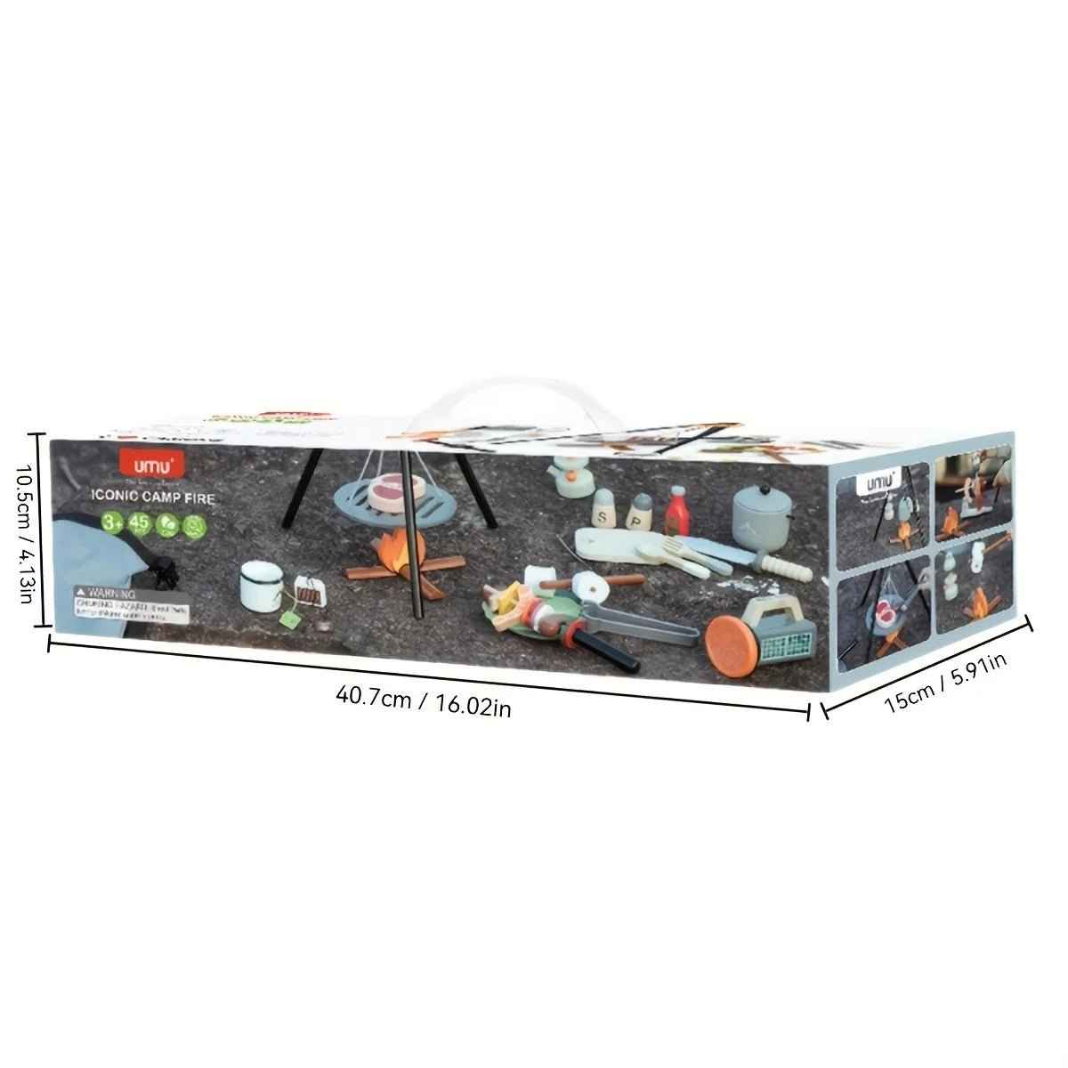 🔥 Wooden BBQ Bonfire Pretend Play Set - JOYFULBLOCKS