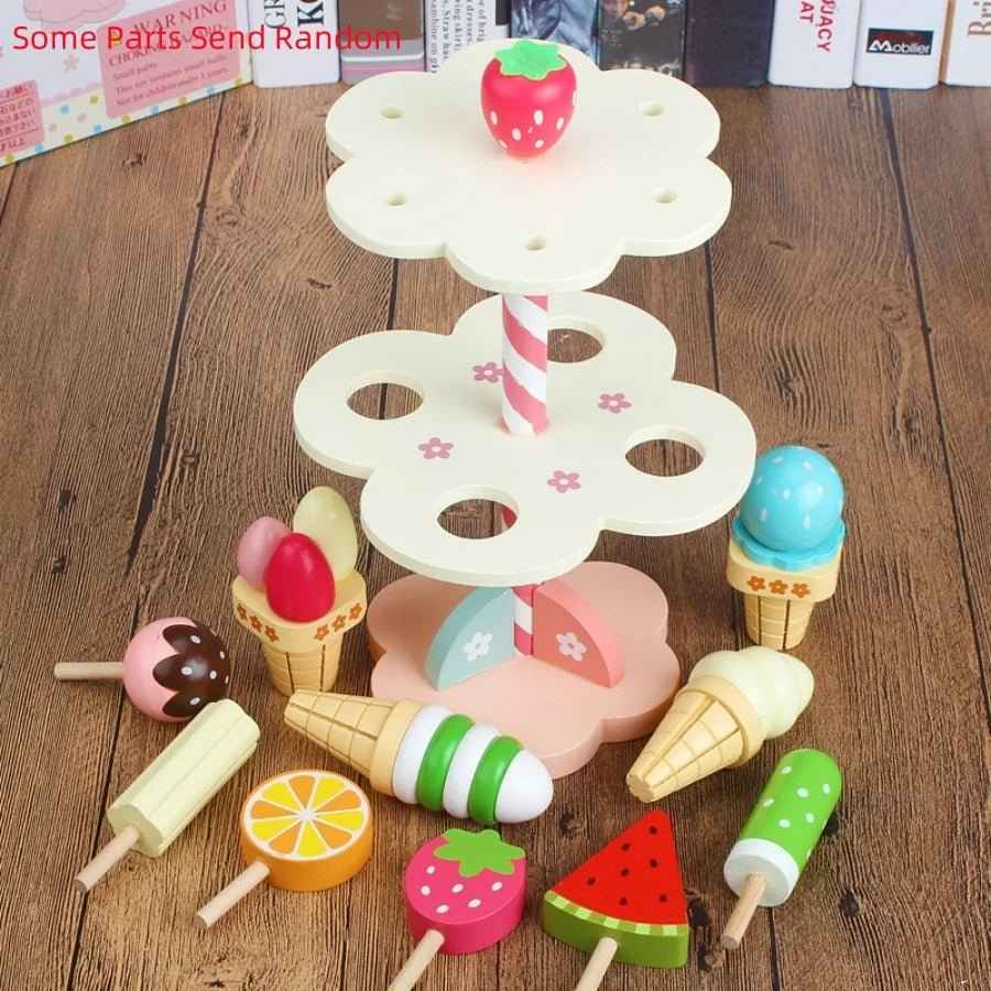 🍧 Wooden Ice Cream Simulation Rack - JOYFULBLOCKS