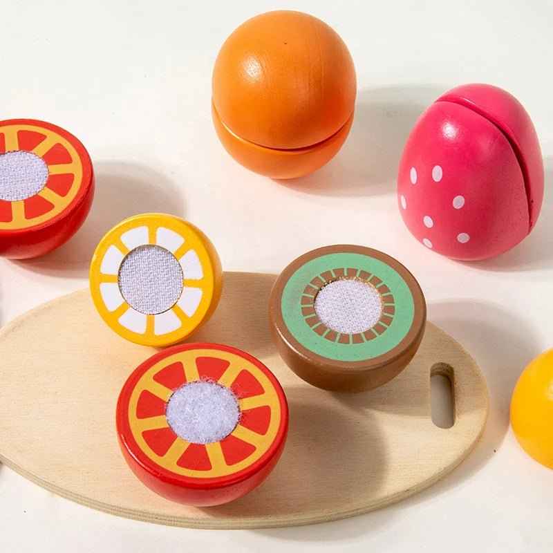 🍓 Wooden Pretend Kitchen Toy – Montessori Cutting Fruits & Veggies 🥕 - JOYFULBLOCKS
