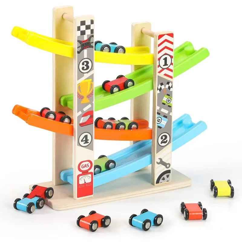 🏁 Wooden Ramp Racing Car Set - JOYFULBLOCKS