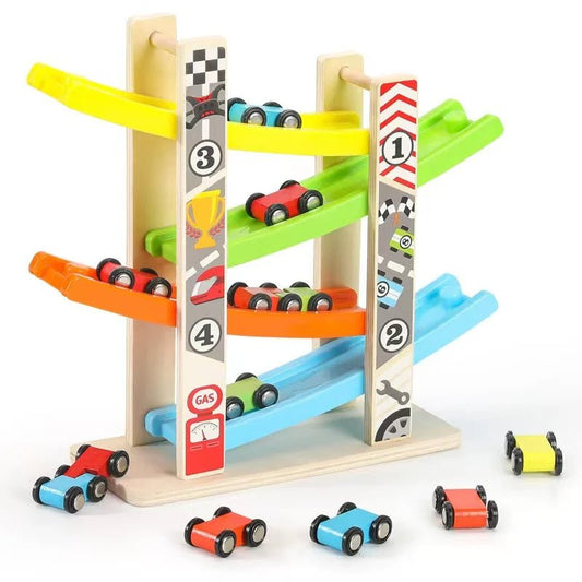 🏁 Wooden Ramp Racing Car Set - JOYFULBLOCKS