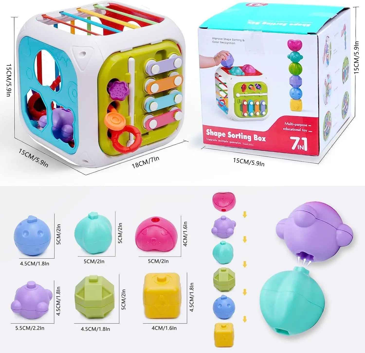 🧩 Yeahbo Baby Sensory Shape Sorter Cube - JOYFULBLOCKS
